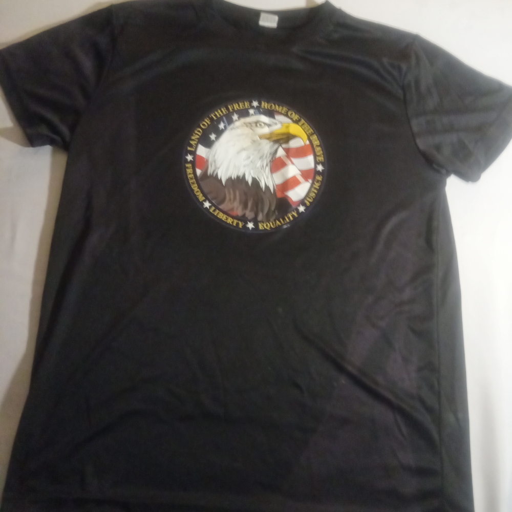 Patriotic Black Men's T-Shirt with Eagle Graphic